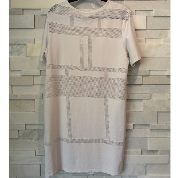 PUBLIC SCHOOL NY Mesh Paneled Geometric Design Shift Dress L White Minimalist - Picture 3 of 8